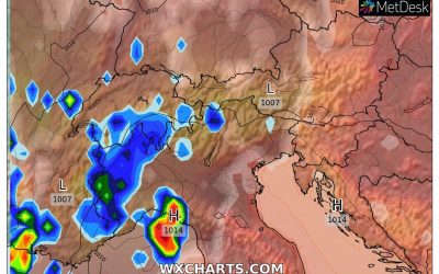 Le piogge ed i temporali previsti per oggi, mercoledì 17 Agosto