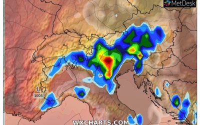 Le piogge previste per domani, venerdì 12 Agosto