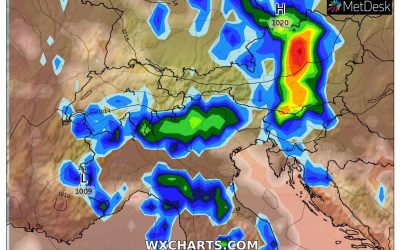 Le piogge ed i temporali previsti per oggi, mercoledì 31 Agosto