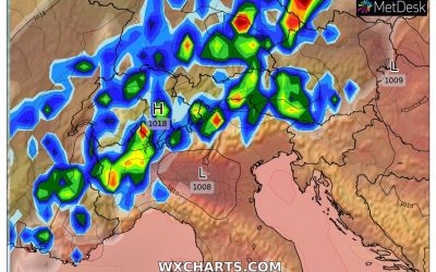 Le piogge ed i temporali previsti per oggi, venerdì 5 Agosto