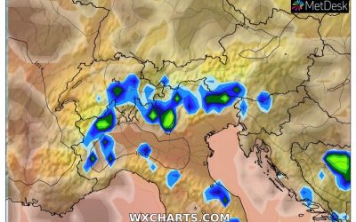 Le piogge previste per oggi, lunedì 29 Agosto