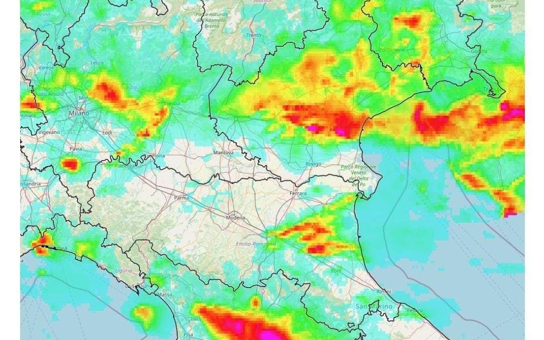 Accumuli di pioggia della serata e nottata appena trascorse