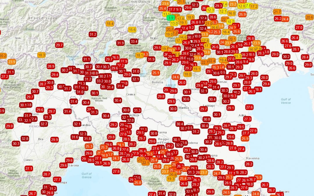 Temperature attuali nel Nord Italia