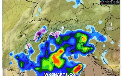 Le piogge previste per oggi, venerdì 30 Settembre