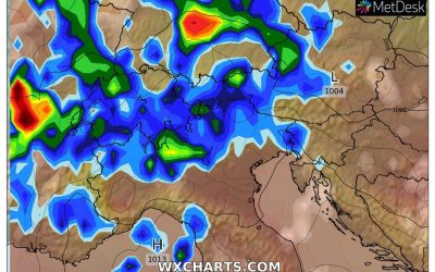 Le piogge ed i temporali previsti per oggi, mercoledì 14 Settembre