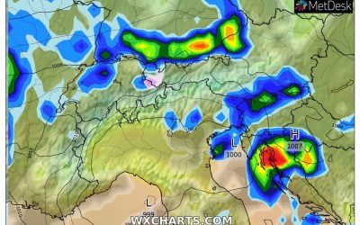 Le piogge previste per oggi, martedì 27 Settembre