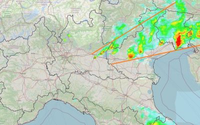 Situazione live al Nord con temporali al Nord Est