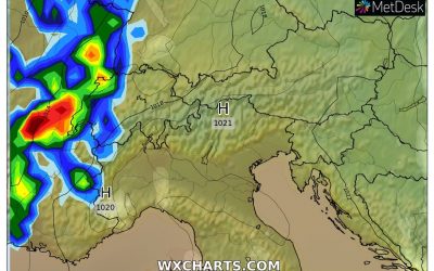 Le piogge previste per domani, venerdì 21 Ottobre