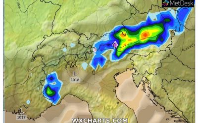 Le piogge previste per domani, sabato 8 Ottobre