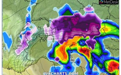 Le piogge previste per Martedì 22 Novembre