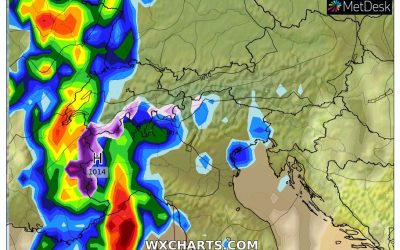 Le piogge previste per giovedì 3 Novembre