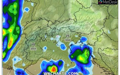 Le piogge previste per oggi, martedì 15 Novembre