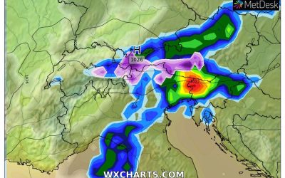 Le piogge previste per giovedì 10 Novembre