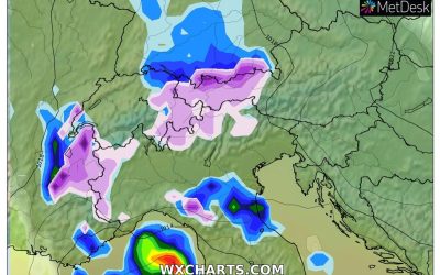 Le piogge previste per oggi, martedì 29 Novembre