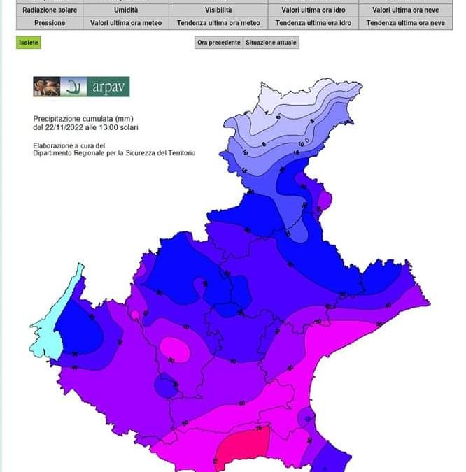 Quantità di acqua caduta in Veneto
