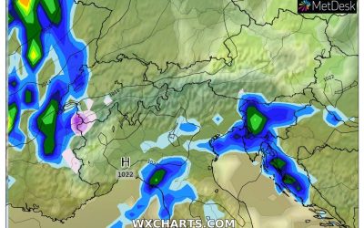 Le piogge previste per la seconda parte della giornata
