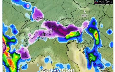 Le piogge previste per la seconda parte della giornata