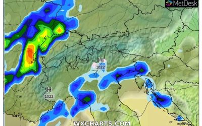 Le piogge previste per la seconda parte della giornata