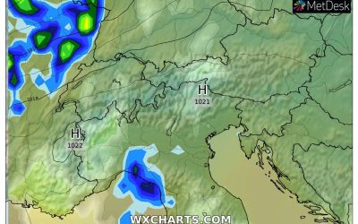 Le piogge previste per oggi, mercoledì 21 Dicembre