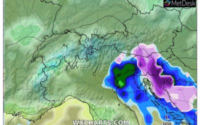 Le piogge previste per oggi, giovedì 1 Dicembre