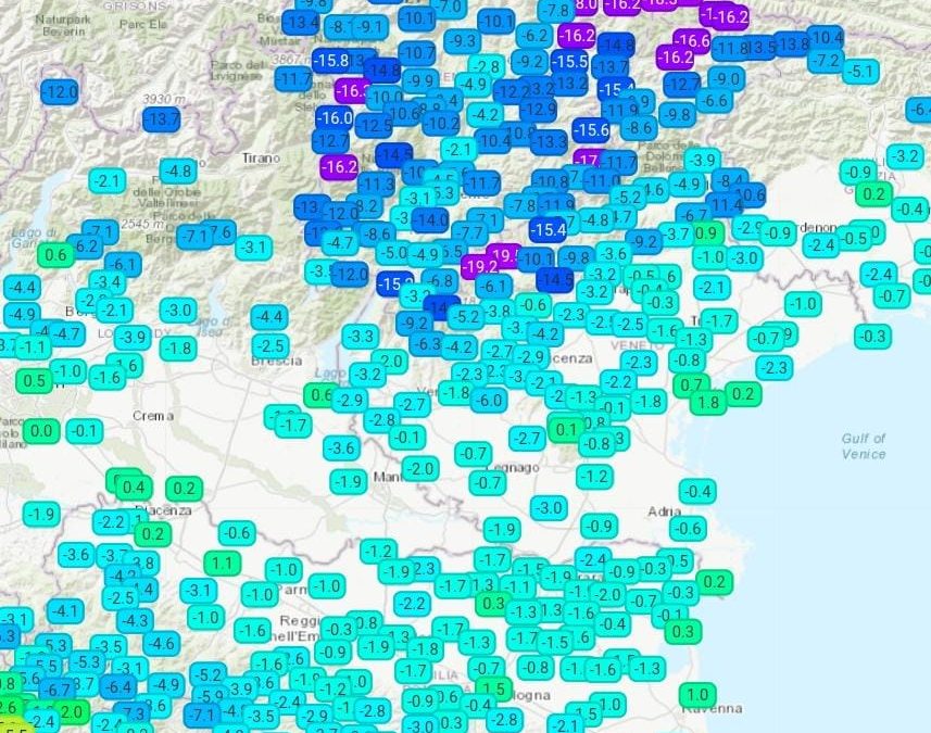 Aggiornamento temperature minime della notte ,bis in arrivo