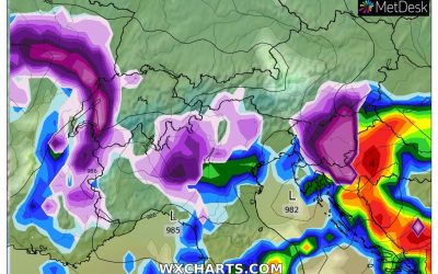 Aggiornamento piogge e nevicate del pomeriggio