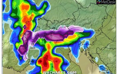 In dettaglio le piogge previste per oggi, domenica 8 Gennaio