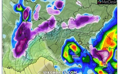 Le piogge previste per oggi, lunedì 9 Gennaio