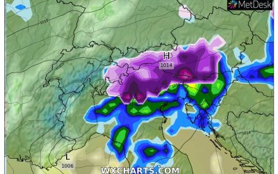 Le piogge previste per oggi