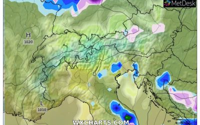 Le piogge previste nella seconda parte della giornata di mercoledì 15 Marzo