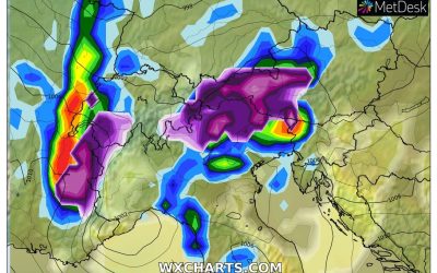 Le piogge e le nevicate previste per martedì 14 Marzo
