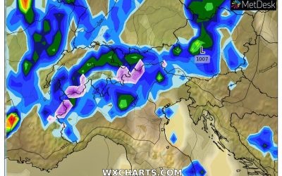 Le piogge ed i temporali previsti per domenica 23 Aprile