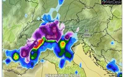 Le piogge previste per giovedì 20 Aprile
