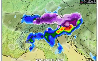Le piogge previste per mercoledì 19 Aprile