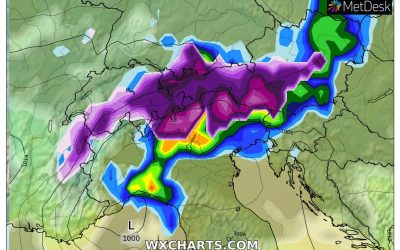 Le piogge previste per giovedì 13 Aprile