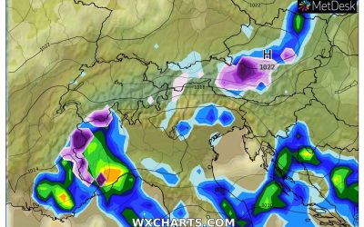 Le piogge previste per mercoledì 17 Maggio