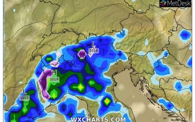 Le piogge previste per venerdì 19 Maggio