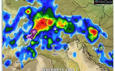 Le piogge ed i temporali previsti per domenica 7 Maggio