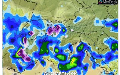 Le piogge previste per venerdì 12 Maggio