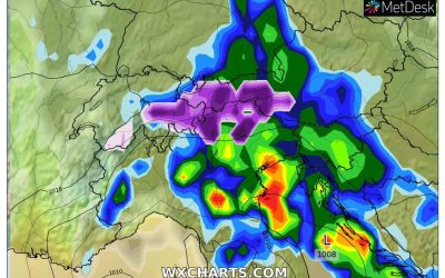 Le piogge previste per mercoledì 10 Maggio