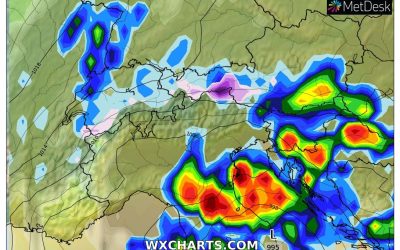 Le piogge ed i temporali previsti per martedì 16 Maggio