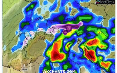 Le piogge previste per martedì 16 Maggio