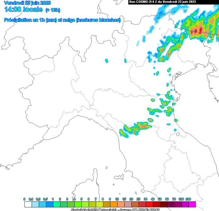 Animazione temporali previsti per la giornata di oggi