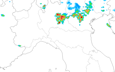 Previsione piogge/temporali dal tardo pomeriggio con animazione