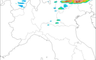 Animazione delle piogge e temporali previste per martedì 1 Agosto