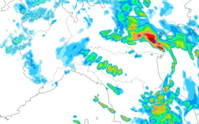 L’animazione delle piogge ed i temporali per Martedì 29 Agosto