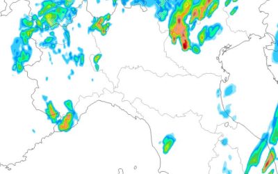 Animazione piogge e temporali previsti per venerdì 4 Agosto