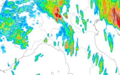 L’animazione delle piogge ed i temporali per Lunedì 28 Agosto