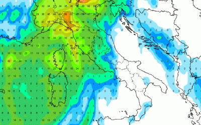 Previsione piogge per Martedì 27 Febbraio