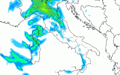 Animazione piogge per la giornata di Mercoledì 10 Aprile